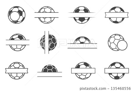 Soccer ball monogram logo, Soccer ball split monogram, Soccer ball svg, Football logo, Circle football logo, Football monogram logo. 135468556