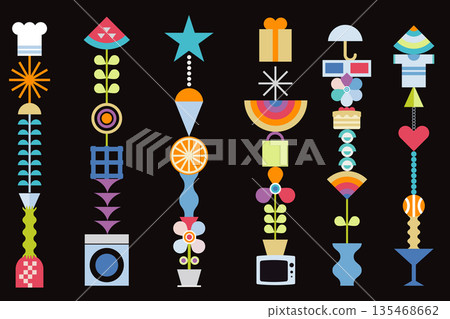 Abstract background colorful simple geometric shapes 135468662