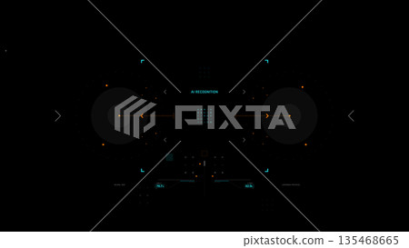 Futuristic AI Technology HUD Interface Vector Illustration video Overlay template  135468665