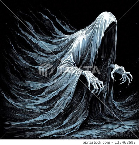 陰森恐怖的鬼魂，潛伏在黑暗中的幽靈 135468692