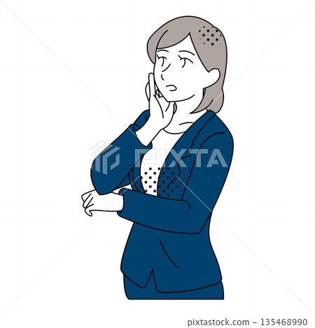 Illustration of a thoughtful female business person 135468990
