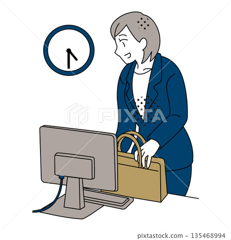 圖：一位女商務人士按時完成工作回家 135468994