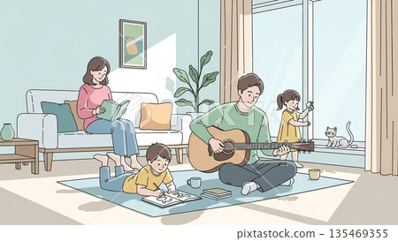 Enjoy family time in the light-filled living room 135469355