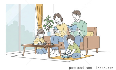 平靜的家庭生活,共度時光 平靜的家庭生活,共度時光 135469356