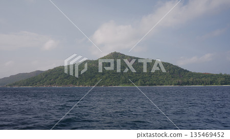 Sailing on a boat around Seychelles island in January Sailing on a boat around Seychelles island in January 135469452