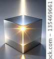 Image of a metal cube illuminated by light 135469661