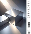 Image of a metal cube illuminated by light 135469664