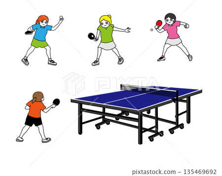 Table tennis girl illustration 135469692