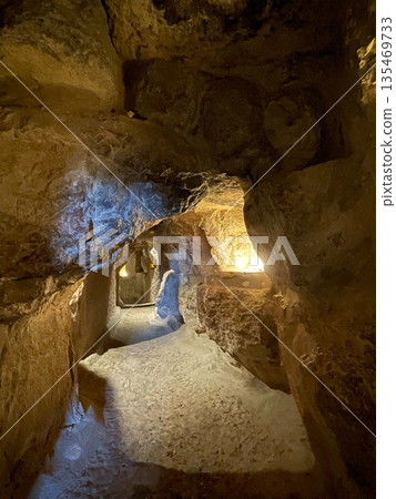Inside the Great Pyramid of Khufu, one of the three great pyramids in Giza, Egypt Inside the Great Pyramid of Khufu, one of the three great pyramids in Giza, Egypt 135469733