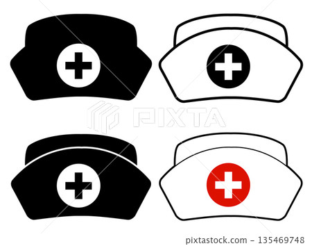 Nurse hat. Doctor Cap sign. Nurse cap symbol. flat style. 135469748