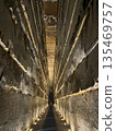 Inside the Great Pyramid of Khufu, one of the three great pyramids in Giza, Egypt 135469757