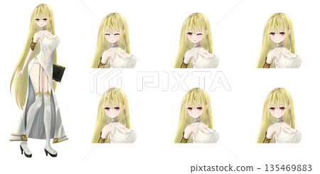 美麗的女性召喚師角色，全身及臉部表情差異插圖 135469883