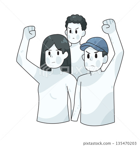 illustration of group of protesters 135470203