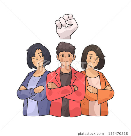 illustration of protest crowd 135470218