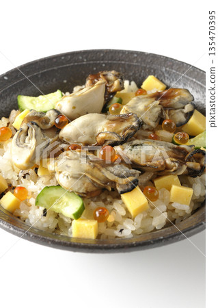 Oyster chirashi sushi photographed on a white background 135470395