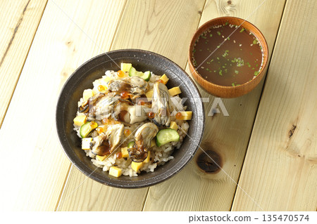 Oyster chirashi sushi and clear soup Oyster chirashi sushi and clear soup 135470574