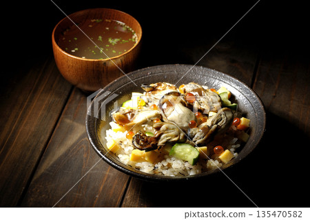 Oyster chirashi sushi and clear soup Oyster chirashi sushi and clear soup 135470582