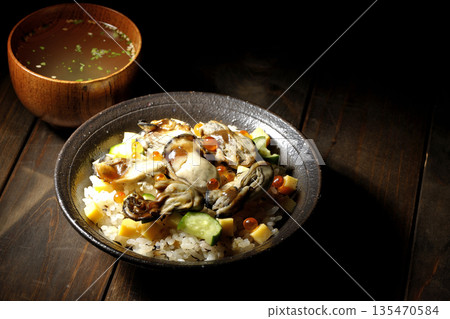 Oyster chirashi sushi and clear soup Oyster chirashi sushi and clear soup 135470584