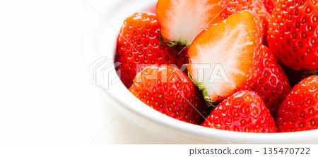 White background and delicious red strawberries White background and delicious red strawberries 135470722