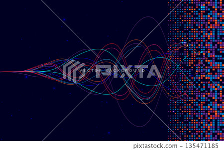 Network big data communcation multicolor wave lines on dark background. Network big data communcation multicolor wave lines on dark background. 135471185