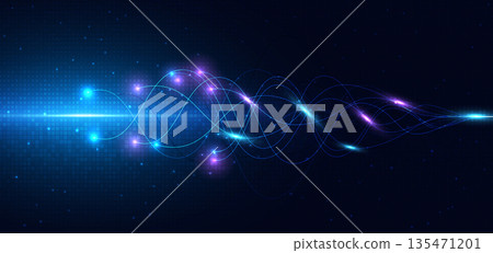 Futuristic curve lines connect with blue and purple lighting effect. Network big data analysis concept. Futuristic curve lines connect with blue and purple lighting effect. Network big data analysis concept. 135471201