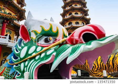 Kaohsiung Lotus Pond's symbol: Dragon and Tiger Pagoda Kaohsiung Lotus Pond's symbol: Dragon and Tiger Pagoda 135471350