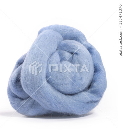 Hank merino wool blue color on a white background 135471370