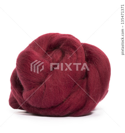 Hank merino wool burgundy color on a white background 135471371