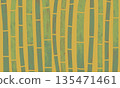 Watercolor style bamboo forest on a retro yellow background 135471461