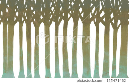 繪本風格的冬季樹木背景 135471462