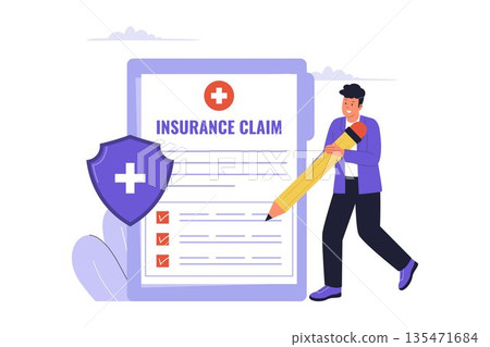 Processing Medical Health Insurance Claim Assessment and Application Illustration 135471684