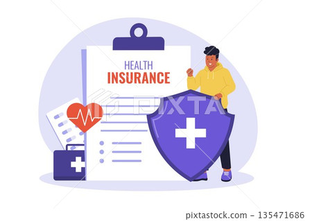 Individual Health Insurance Policy and Personal Protection Concept Illustration Individual Health Insurance Policy and Personal Protection Concept Illustration 135471686