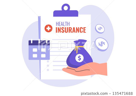 Health Insurance Premium Payment and Monthly Installment Concept Illustration 135471688