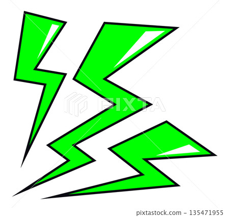 閃電和雷聲的插圖素材，它們會導致危險的放電和觸電事故。 135471955