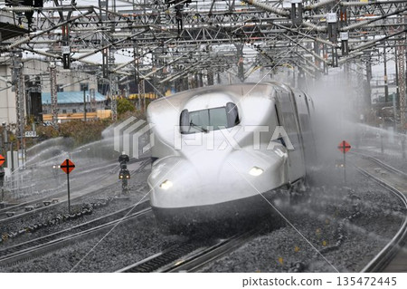 Tokaido Shinkansen, Maibara Station, high-speed running scene, the world of super telephoto photography 135472445