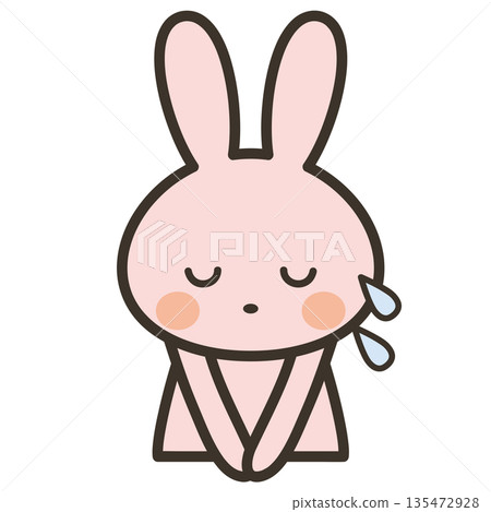 Upper body illustration of a cute rabbit character apologizing Upper body illustration of a cute rabbit character apologizing 135472928