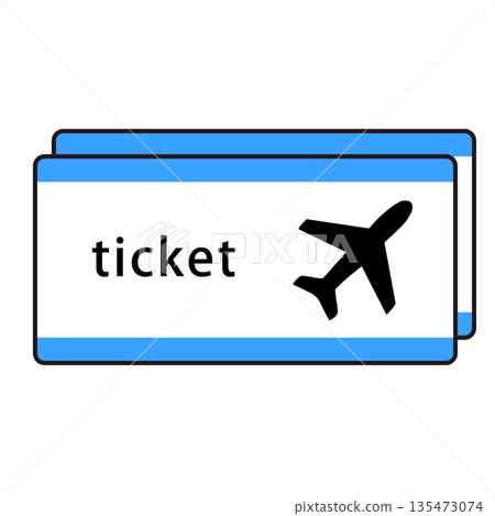 Set of two airline tickets with airplane illustrations 135473074