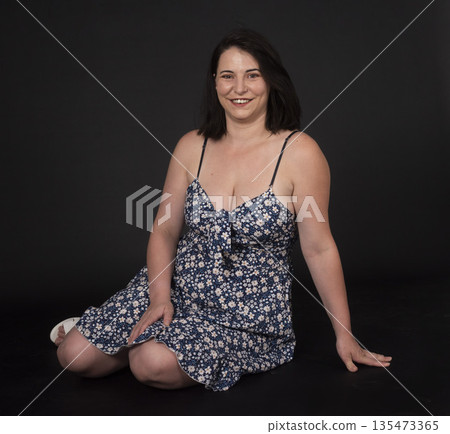 woman on black backrgound woman on black backrgound 135473365