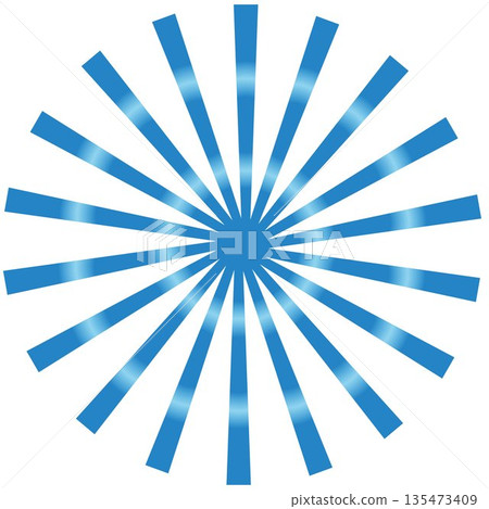 Blue Sunburst Graphic: Modern Starburst Illustration with Gradient Rays, Symmetrical Geometric Badge Element for Web Design, Sales and Promotions 135473409