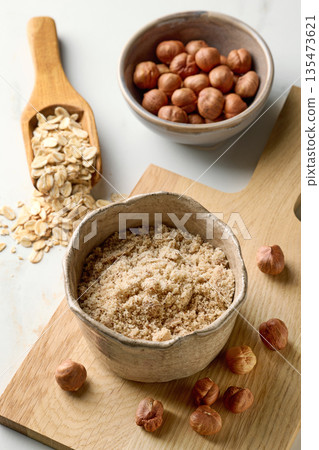 healthy plant based protein powder for vegan meal 135473621