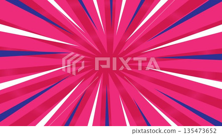 Pink and Blue Comic Action Burst Background: Vibrant Sunburst with Speed Lines, Dynamic Manga Zoom Effect for Gaming Thumbnails and Sale Advertisements 135473652
