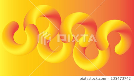 Abstract 3D Fluid Wave Background: Vibrant Yellow and Orange Gradient Intertwining Tubes, Modern Motion Graphic for Tech Design and Creative Banners Abstract 3D Fluid Wave Background: Vibrant Yellow and Orange Gradient Intertwining Tubes, Modern Motion Graphic for Tech Design and Creative Banners 135473742