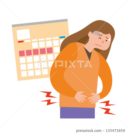Woman suffering from menstrual pain Woman suffering from menstrual pain 135473859