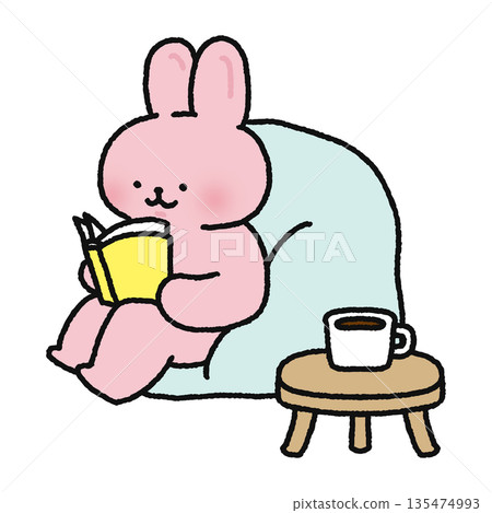 Cute rabbit reading a book 135474993