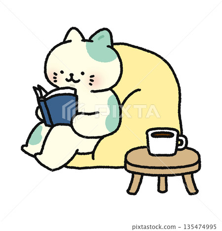Cute cat reading a book 135474995