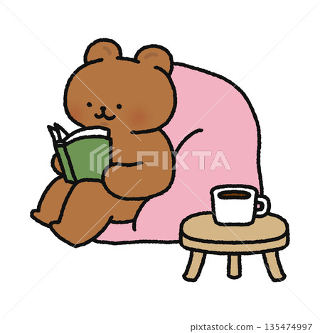 Cute bear reading a book 135474997