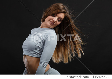 Fit woman in thermolinen underwear, Fit woman in thermolinen underwear, 135475429