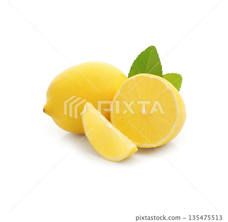 Sweet lemons fruits with leaves Sweet lemons fruits with leaves 135475513