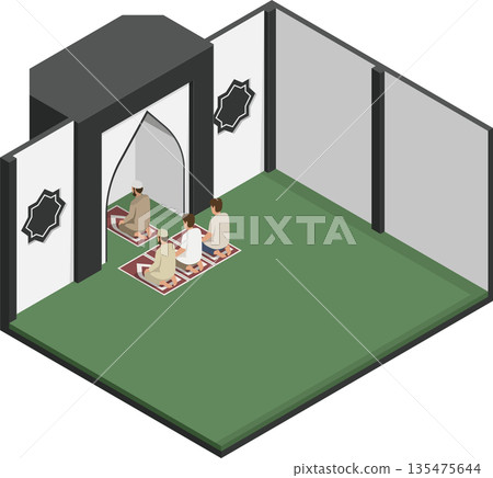 People doing prayer in mosque illustration People doing prayer in mosque illustration 135475644