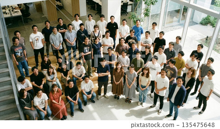 在IT公司和新創公司工作的年輕男女的合影 135475648